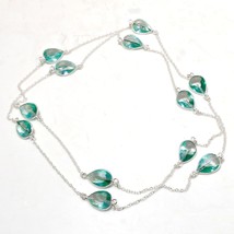 Green Mystic Topaz Pear Shape Gemstone Fashion Gift Necklace Jewelry 36" SA 7088 - £4.80 GBP