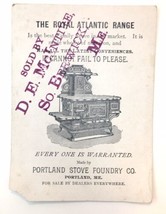 Trade Card Atlantic Ranges Stove &amp; Furnace Co. Portland ME 1880&#39;s Girl on Swing - £13.44 GBP