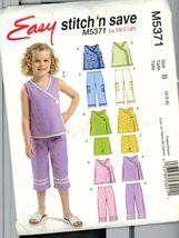Stitch N Save M5371 Children&#39;s tops, shorts and capri pants size 4 cut - £3.12 GBP