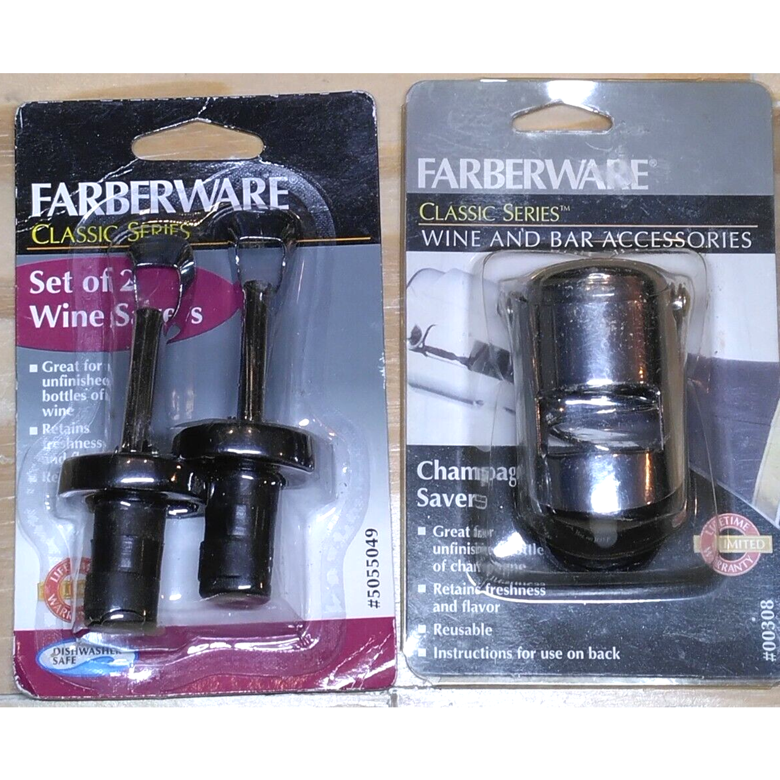 Farberware Classic Series Set of 2 Wine Savers &amp; Stainless Champagne Sav... - $5.93