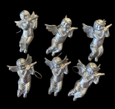 Vintage Christmas Ornaments Angels Cherubs Silver Color Victorian Romantic Lot 6 - $55.85