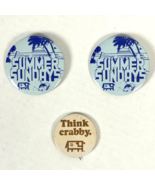 Black Angus Steak House Crabby Summer Sundays 3 Vtg Employee Promo Butto... - $17.30