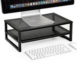 2-Tier Metal Laptop Pc Monitor Stand Riser Max 50 Lbs Loading For Monito... - $45.99