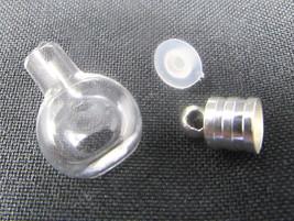 Bottle Flask Clear Glass Vial 1&quot; Bottle Charm Cremation Ashes Pendant Rice X - £7.38 GBP