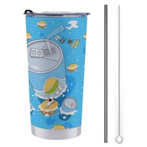 Mondxflaur Cartoon Funny Steel Thermal Mug Thermos with Straw for Coffee - £16.67 GBP