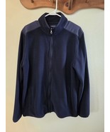 Croft &amp; Barrow Navy Blue Full Zip Fleece Jacket Men’s Size L Large Roomy... - $20.50 CAD