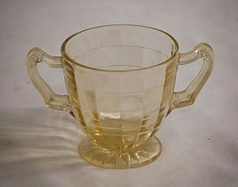 Block Optic Yellow Depression Glass by Anchor Hocking Open Sugar Bowl Footed - £15.49 GBP