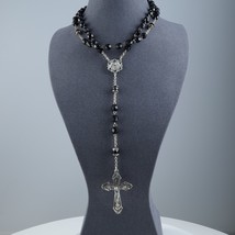 Vintage Sterling Rosary with Black Crystal beads - $123.75