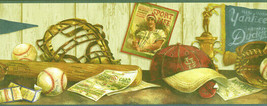 Blue Cooperstown Baseball Hat Bat Shelf Wallpaper Border 5815120 - $16.44