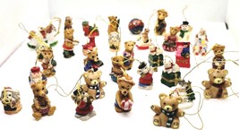 Christmas Tree Tin With 40 Miniature Resin Ornaments Each Approx. 1&quot; Tall  - $14.99