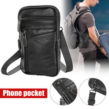 Men Leather Fashion Phone Pouch Belt Bag Shoulder Crossbody Waist Pack B... - £15.35 GBP