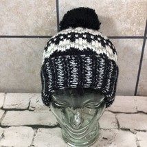 Old Navy Hat Womens One Size Black White Nordic Beanie Warm Knit PomPom ... - £6.03 GBP