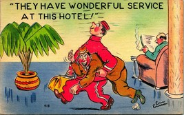 Comic Artist Signed Eric Ericson Wonderful Service at Hotel Linen Postca... - $9.85
