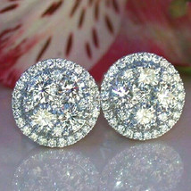 Round White Zircon Stud Earrings Shining Women&#39;s Small Electroplated Earrings - £7.96 GBP