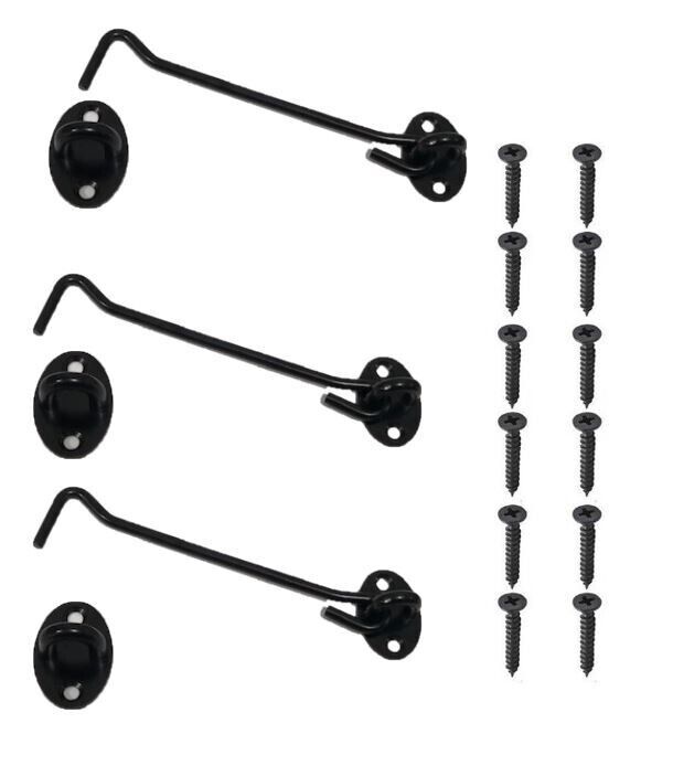 3 Pack 6&quot; Stainless Steel Gate Latch Lock Cabin Hook and Eye Barn Door L... - $11.89