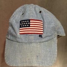 Polo Ralph Lauren Men’s Blue Chambray Flag USA Baseball Cap Hat - Has St... - $18.80