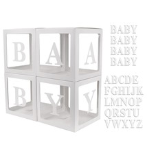 Baby Boxes With 42Pcs Letters(A-Z+Baby) For Baby Shower, Transparent Balloon Box - £20.55 GBP