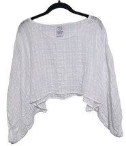 Match Point USA Small White Linen Shirt Bolero Crinkled Waffle Top Cropped  - $49.99