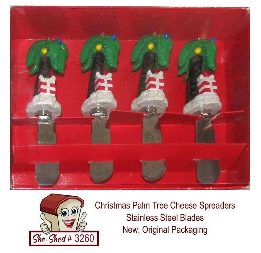 Primary image for Christmas Palm Tree Cheese Spreaders Stainless Blade Resin Handle