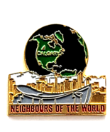 Calgary Neighbours of the World Enamel Pin Canada Globe  Ark Skyline Sou... - $243.19 MXN