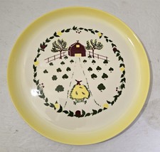 Vintage Brock of California Yellow Farmhouse Farmyard 11 1/8&quot; Dinner Plate - $18.81