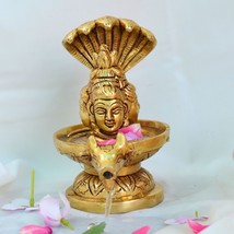 4.25&quot;Inch Brass Shivalingam Idol with Sheshnag beautiful Divine Shiv Statue - $89.46