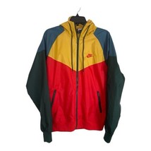 Nike Mens Jacket Size Medium Retro Lined Long Sleeve Yellow Red Y2K Hood - £40.12 GBP