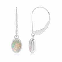 ANGARA 6x4mm Natural Opal Solitaire Drop Earrings in Sterling Silver for Women - £147.31 GBP+