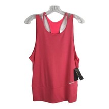 Nike Womens Shirt Size Medium M Dri Fit Tank Coral Work Out Top Layered - £22.03 GBP