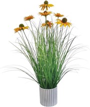 Artificial Grass Plant 23.6in Potted Echinacea Fake Plants Indoor Outdoor Artifi - £40.47 GBP