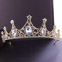 Baroque Gold Crystal Tiaras and Crowns diadema corona Royal Queen Princess Brida - £12.31 GBP