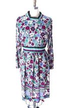 VTG 1970s Purple Acetate Knit Dress Border Print Belted Workwear Womens XL - $74.20