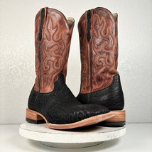 Lane Capitan LUBBOCK Black Cowboy Boots Mens 10EE Wide Square Toe Leather - $183.15