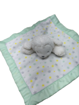 Carters White Lamb rattle Green yellow gray stars Security Blanket lovey satin - £10.09 GBP