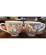 Pair of 2 Meakin Vtg New York State Seal Brown Cups Sailor's Farewell En... - $12.94