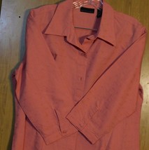 WOMEN&#39;S 3/4 LENGTH SLEEVE CORAL BLOUSE BY APOSTROPHE / SIZE  L (12-14) - $12.65