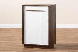 Kamal Two-Tone White and Walnut Finished 5-Shelf Wood Entryway Shoe Cabi... - $220.00
