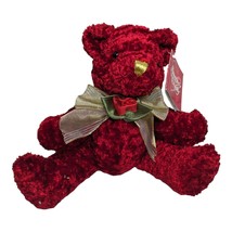 Dan Dee Teddy Bear Collectors Choice Red Rose Plush Valentine’s Gold Bow 8&quot; - £11.89 GBP