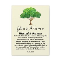  Personalized Psalm 1:1-3 Blessed is the Man Bible Verse Canvas  - £60.66 GBP+