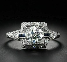 1.50ct Art Deco Vintage Moissanite Engagement Ring 14k White Gold Plated Silver - £87.48 GBP