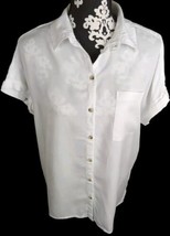 Lola River Shirt L White Button Up Cuff Sleeves 100% Tencel Pocket  - £18.93 GBP