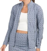 NWT SIGRID OLSEN Blue Navy Diamond Tile Long Sleeve Full Zip Golf Jacket... - $49.99