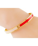 Fendi Fendista Gold-Plated Pink and Red Bangle FF Logo Nice - £161.90 GBP