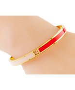 Fendi Fendista Gold-Plated Pink and Red Bangle FF Logo Nice - $310.51 CAD