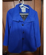 Larry Levine Women’s WOOL PEA COAT Blue Size Small - £11.99 GBP