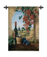 38x53 PATIO VIEW Wine Grapes Roses Tuscan Vineyard Tapestry Wall Hanging - $158.40