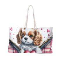 Weekender Bag, Cute Dog, King Charles Cavalier, Valentines Day, Large Weekender  - £39.08 GBP