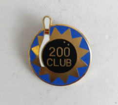 Vintage 200 Club Bowling Ball With Pin On Blue &amp; Gold Tone Lapel Hat Pin - £4.94 GBP