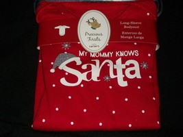 Cater&#39;s My Mommy Knows Santa Red Christmas Bodysuit 6 Months Boys Girls ... - £15.65 GBP