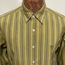 Tommy Bahama M Green Striped Long-Sleeve Cotton Shirt - £18.78 GBP